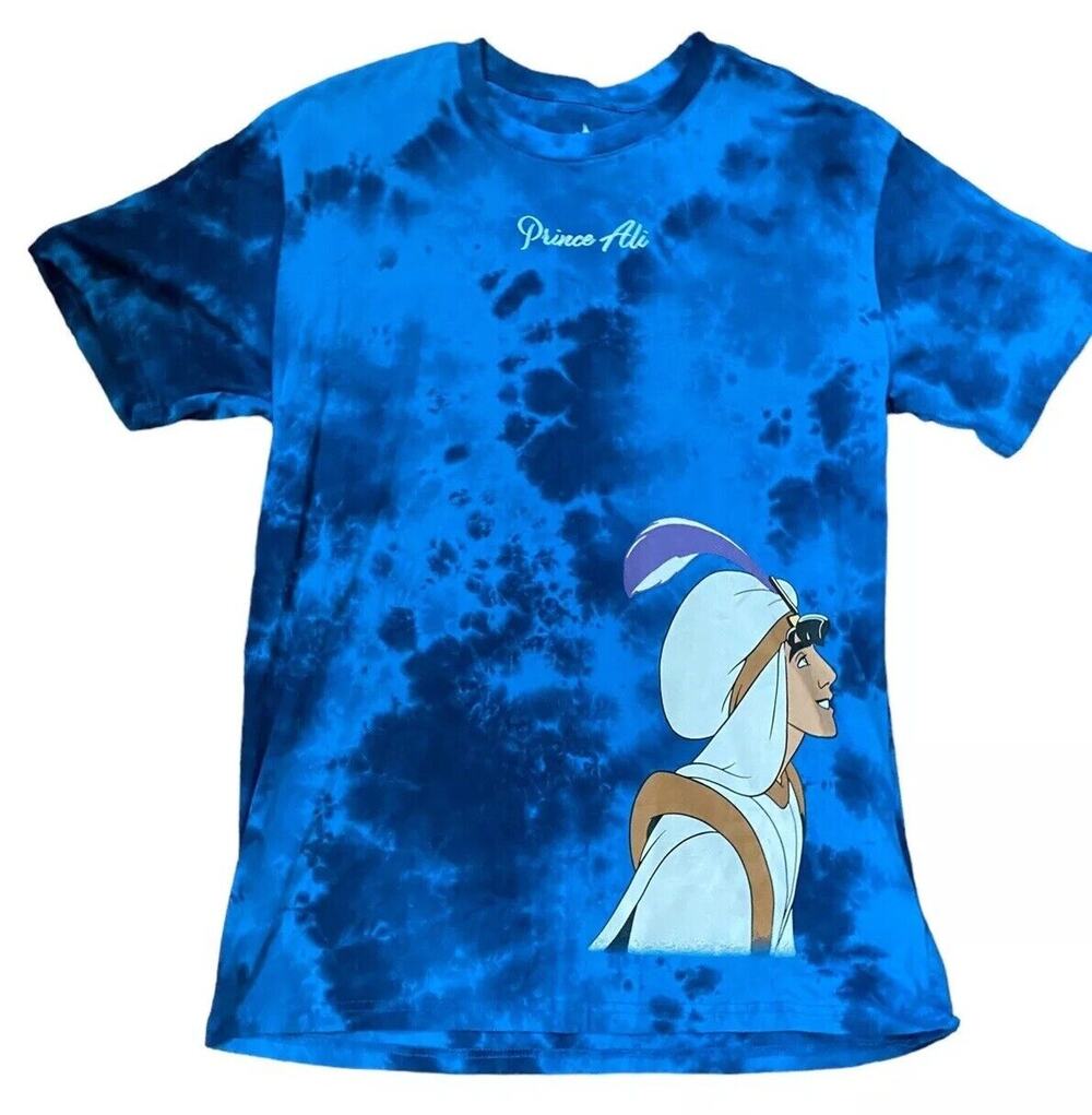 Disney Princess Prince Ali Aladdin Tee Shirt Women S Blue Tie Dye
